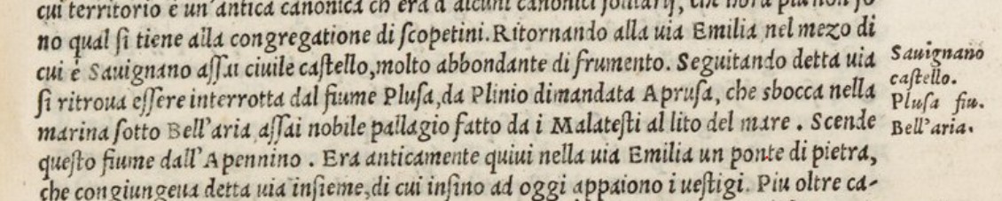 1553 Descrittione di tutta l'Italia  Fra Leandro Alberti - assai nobile palagio - Bellaria - Castello