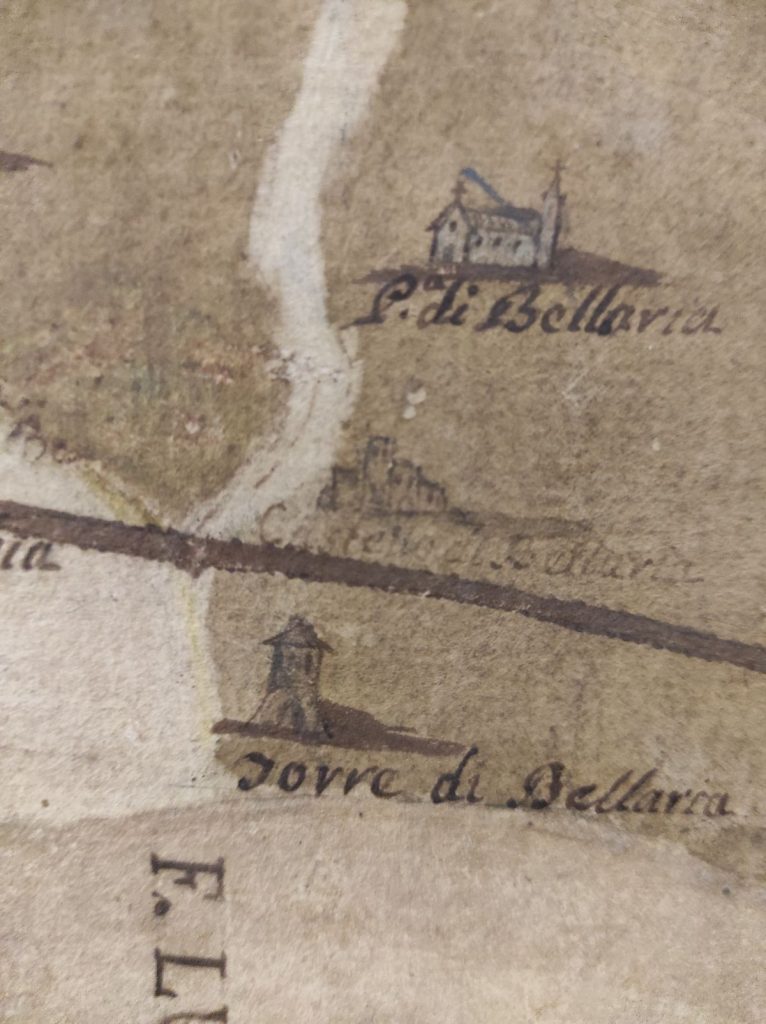 Mappa topografica della diocesi di Rimini alla fine del XVIII secolo - il castello di Bellaria