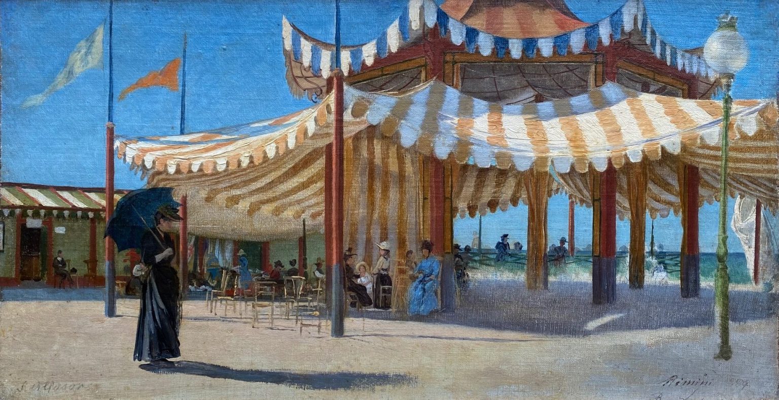 La piattaforma di Rimini, olio su tela, Silvio Allason, 1894