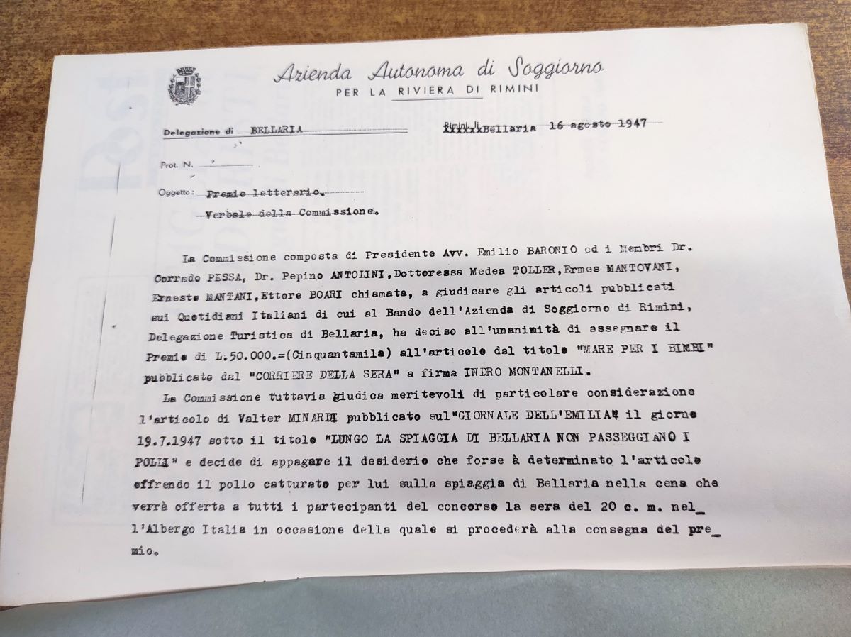Il verbale della Commissione dell'Azienda Autonoma di Soggiorno, 16 agosto 1947
