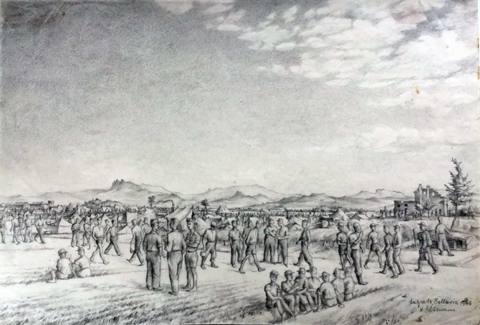 Disegno del campo di prigionia 14 Bellaria, 1945