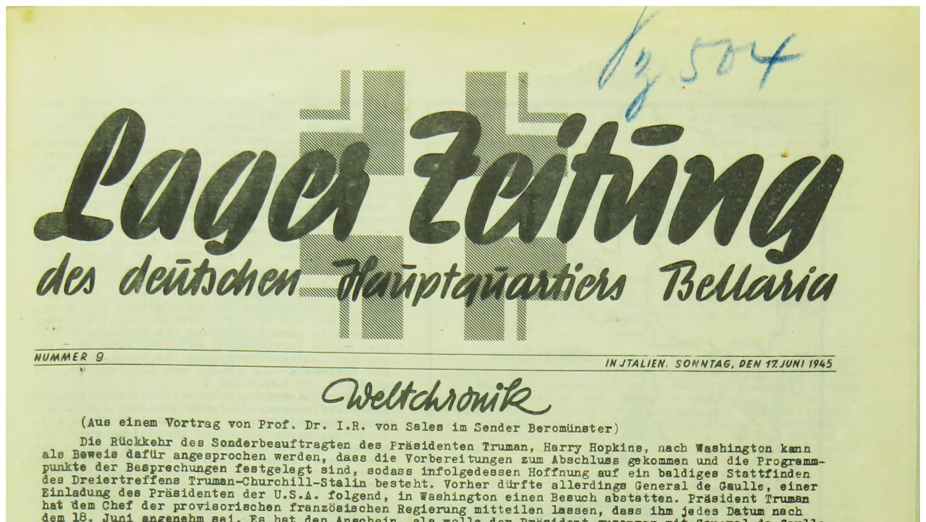 Lager Zeitung - giornale di campo del Comando tedesco a Bellaria