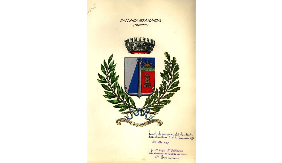 Stemma Comune Bellaria Igea Marina bozzetto conservato presso L'Archivio Centrale di Stato
