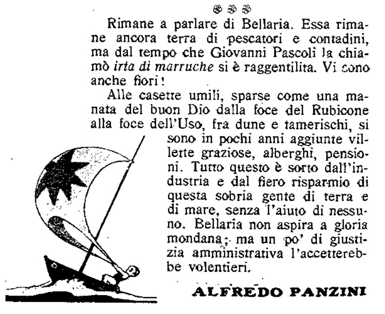 Agosto 1931, Panzini porta Bellaria sul Corriere della Sera
