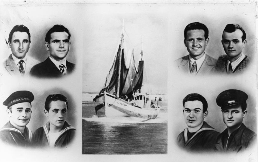 Cartolina commemorativa delle vittime dell'equipaggio del "Giovanni Clelia"