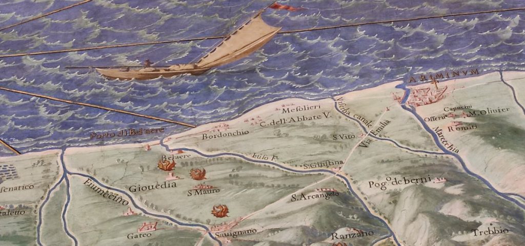 Particolare che evidenzia Bellaria nella carta Flaminia nella Galleria delle Carte Geografiche dei Musei Vaticani